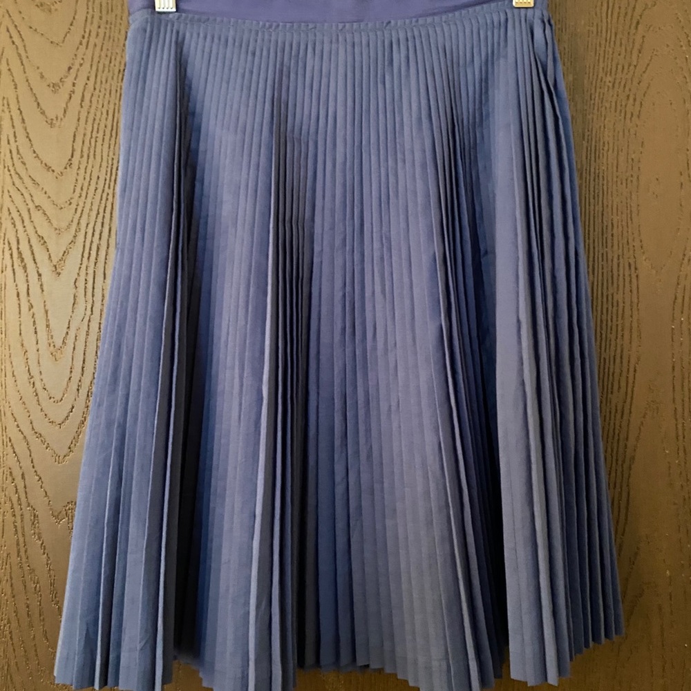 Pleated blue midi skirt